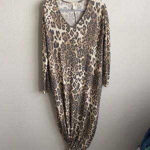 Maxi Long Sleeved Cheetah Print Dress Size S
